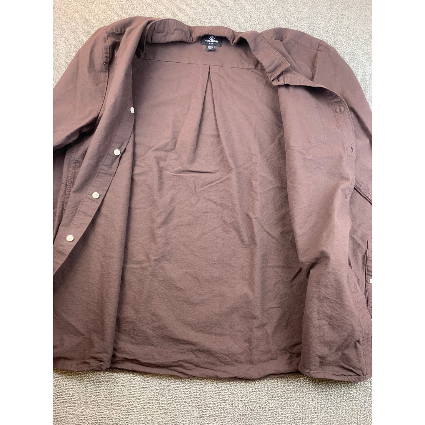 Volcom Men's XL Brown Classic Fit Long Sleeve Button Up Shirt Top