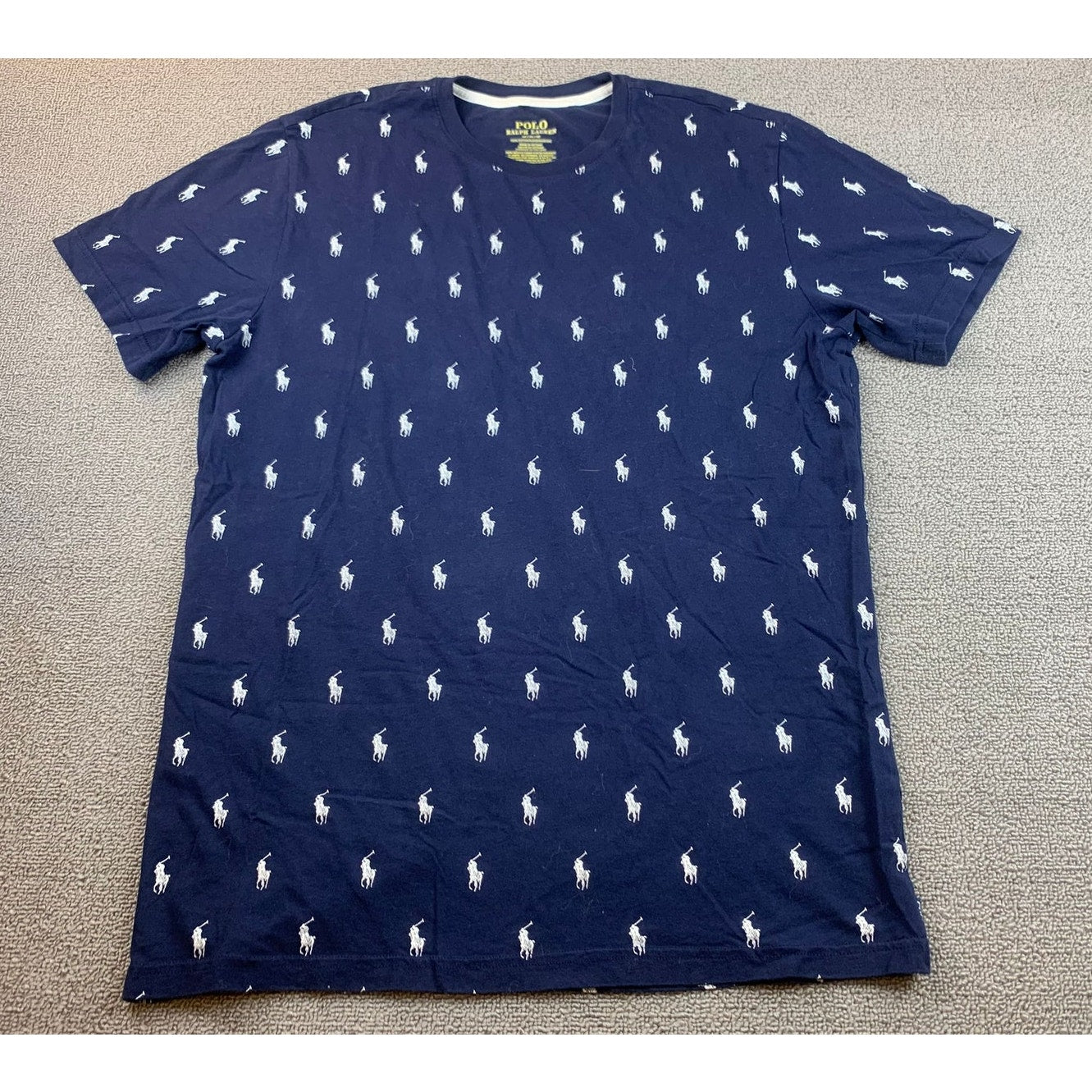 Polo Ralph Lauren Men's Medium Navy All Over Print Crewneck T-Shirt
