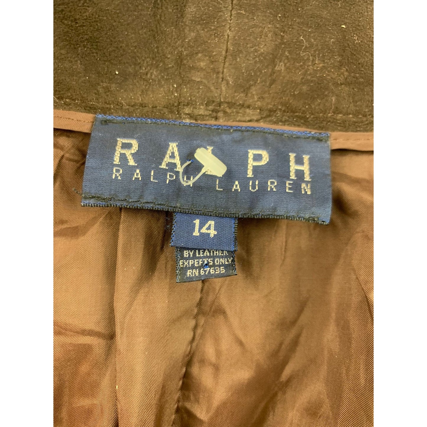 Vintage Ralph Lauren Women 14 Dark Brown Suede Pencil Skirt With Button Closure