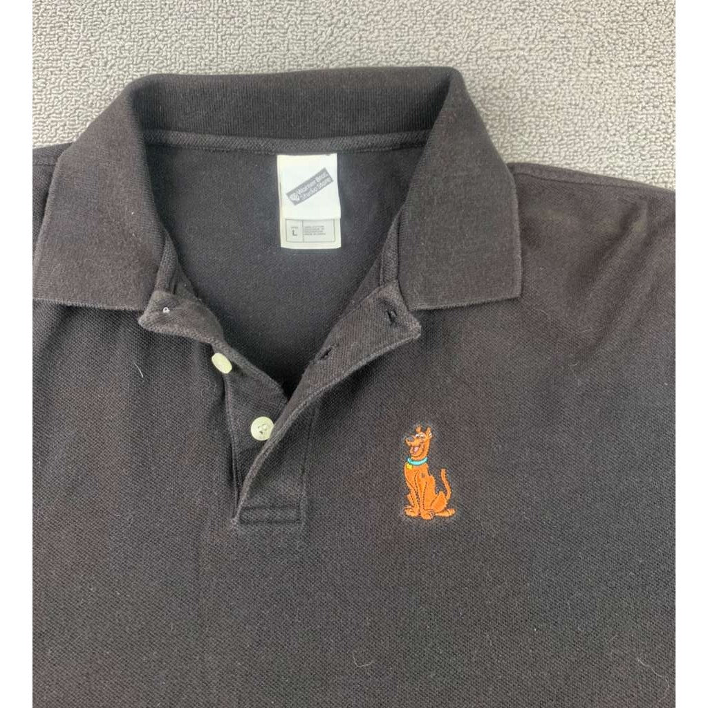 Scooby-Doo Warner Bros Studio Store Crew Polo Black Men L Year 2000 Vintage Y2K