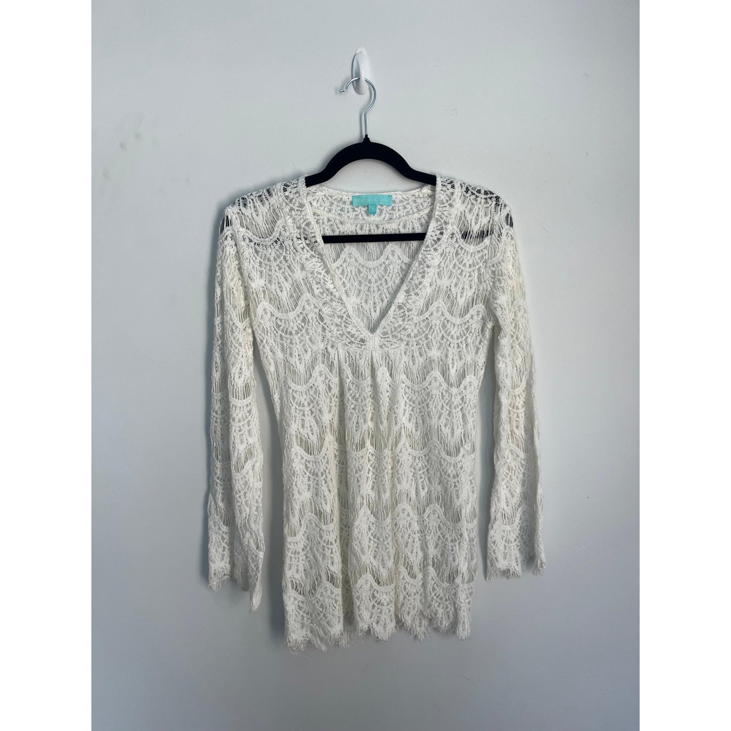 Melissa Odabash Crochet Cover Up Women S White Lace Sheer Beach Tunic