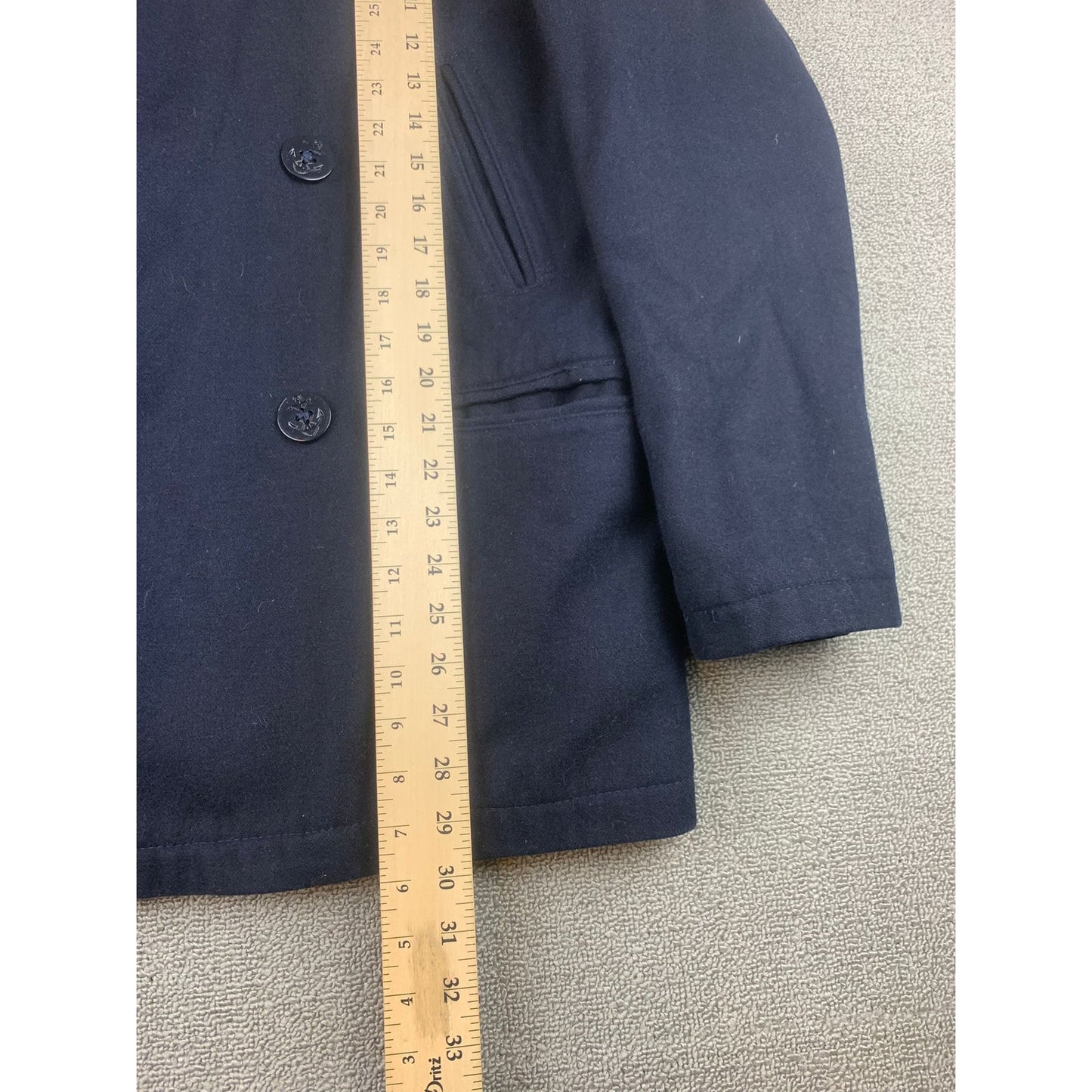 Nautica Black Wool Blend Peacoat Coat Jacket Mens Size Medium Quilted Lining