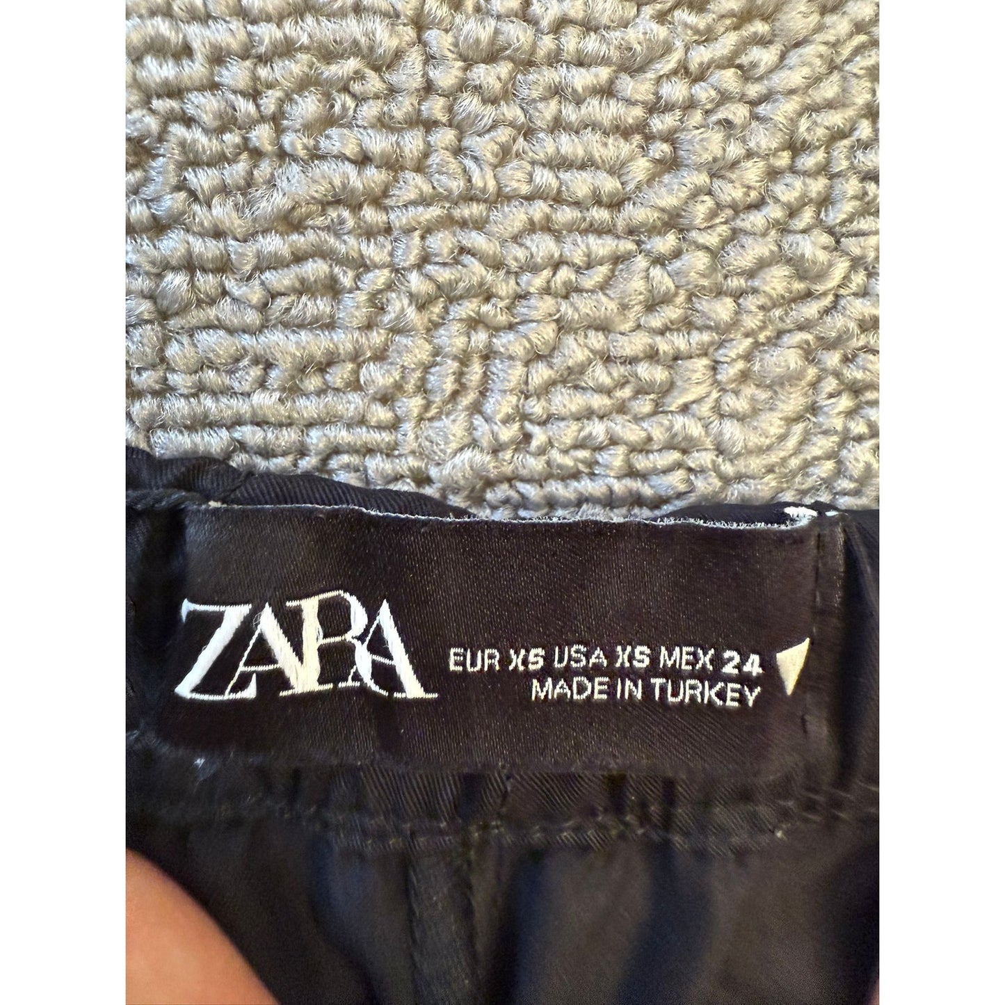 ZARA Women's Parachute Cargo Pants XS Black Wide Leg Drawstring Streetwear