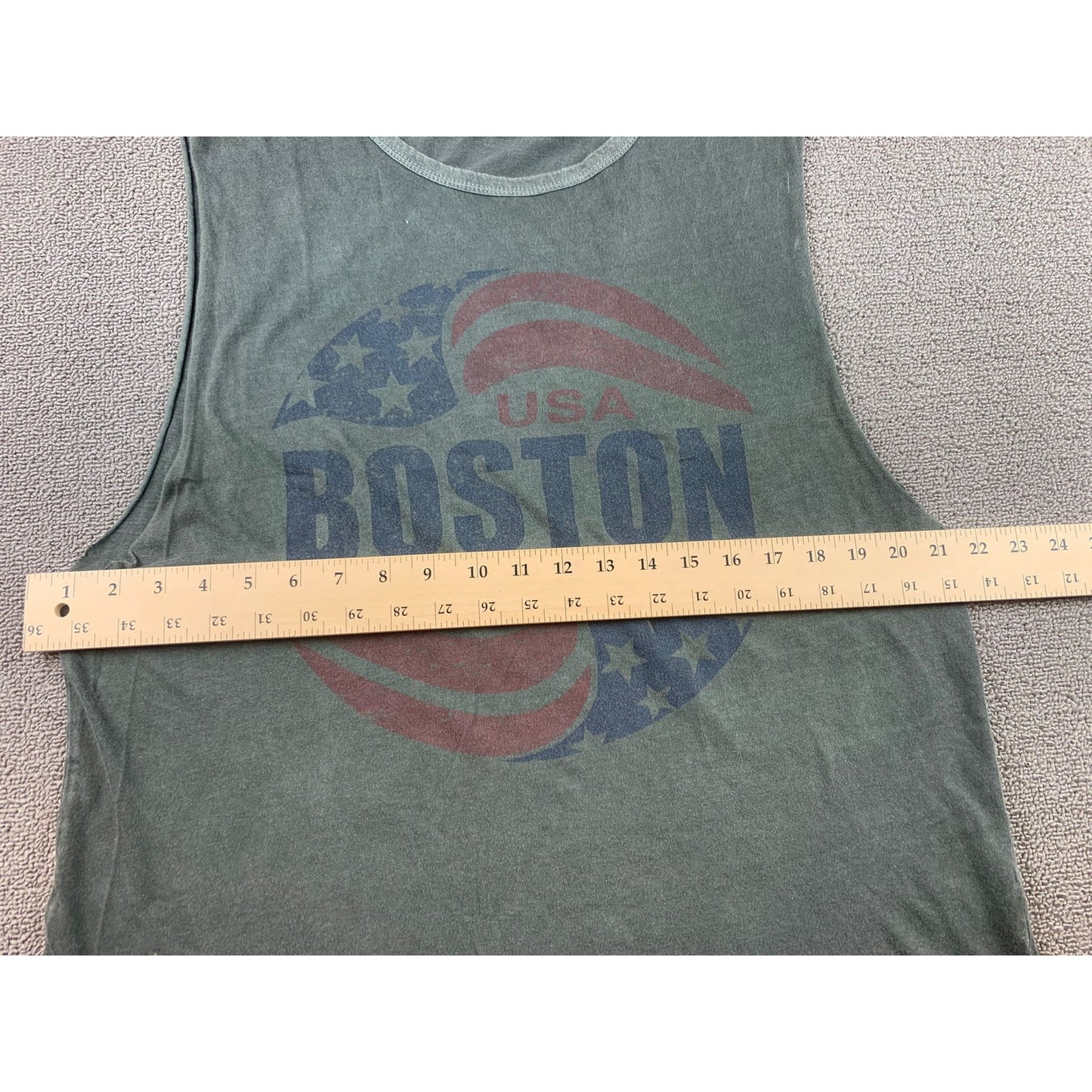Topshop Petite Tank Top Women US 8 Boston USA 1980 Graphic Sleeveless Green