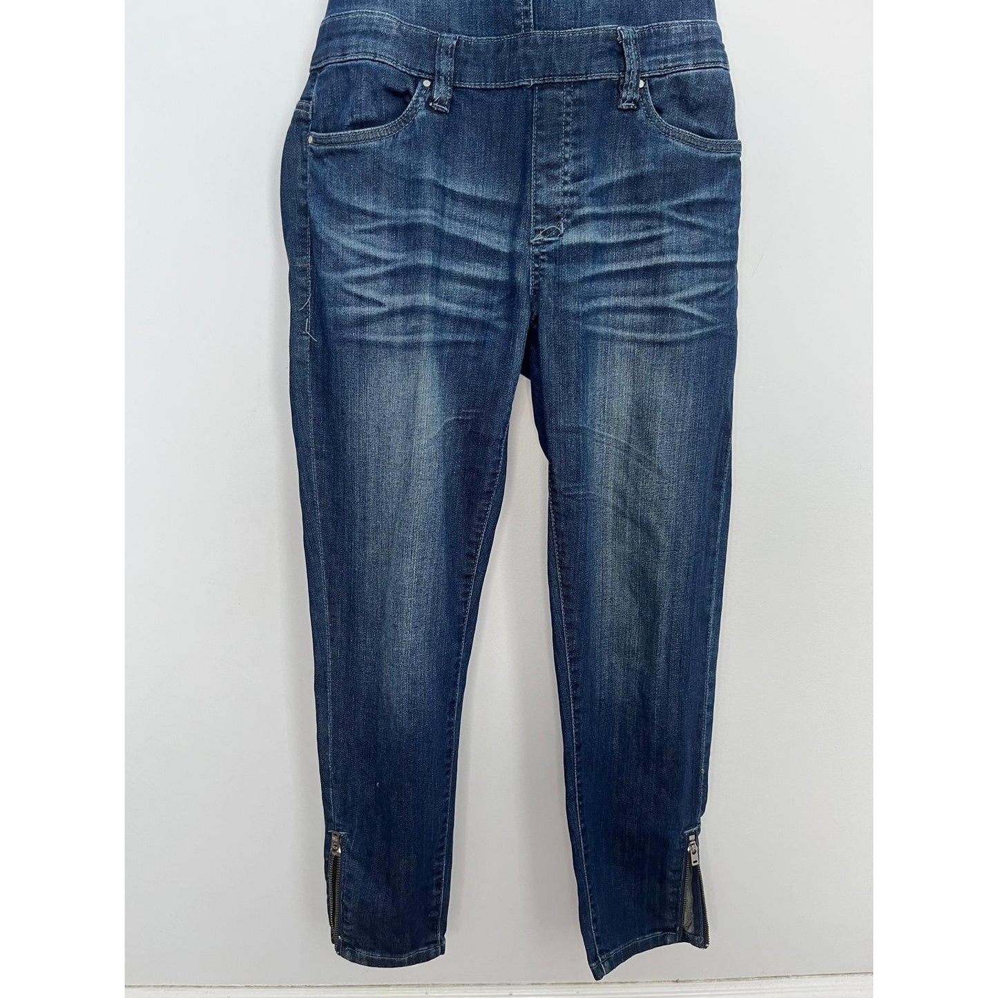 BlankNYC Denim Overalls Women 27 Blue Medium Wash Adjustable Straps Zippered Bib