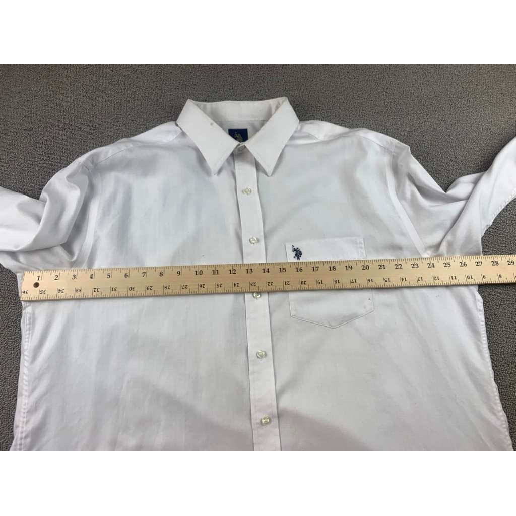 US POLO ASSN. White Button-Down Dress Shirt Wrinkle-Free Men's Size Extra Large