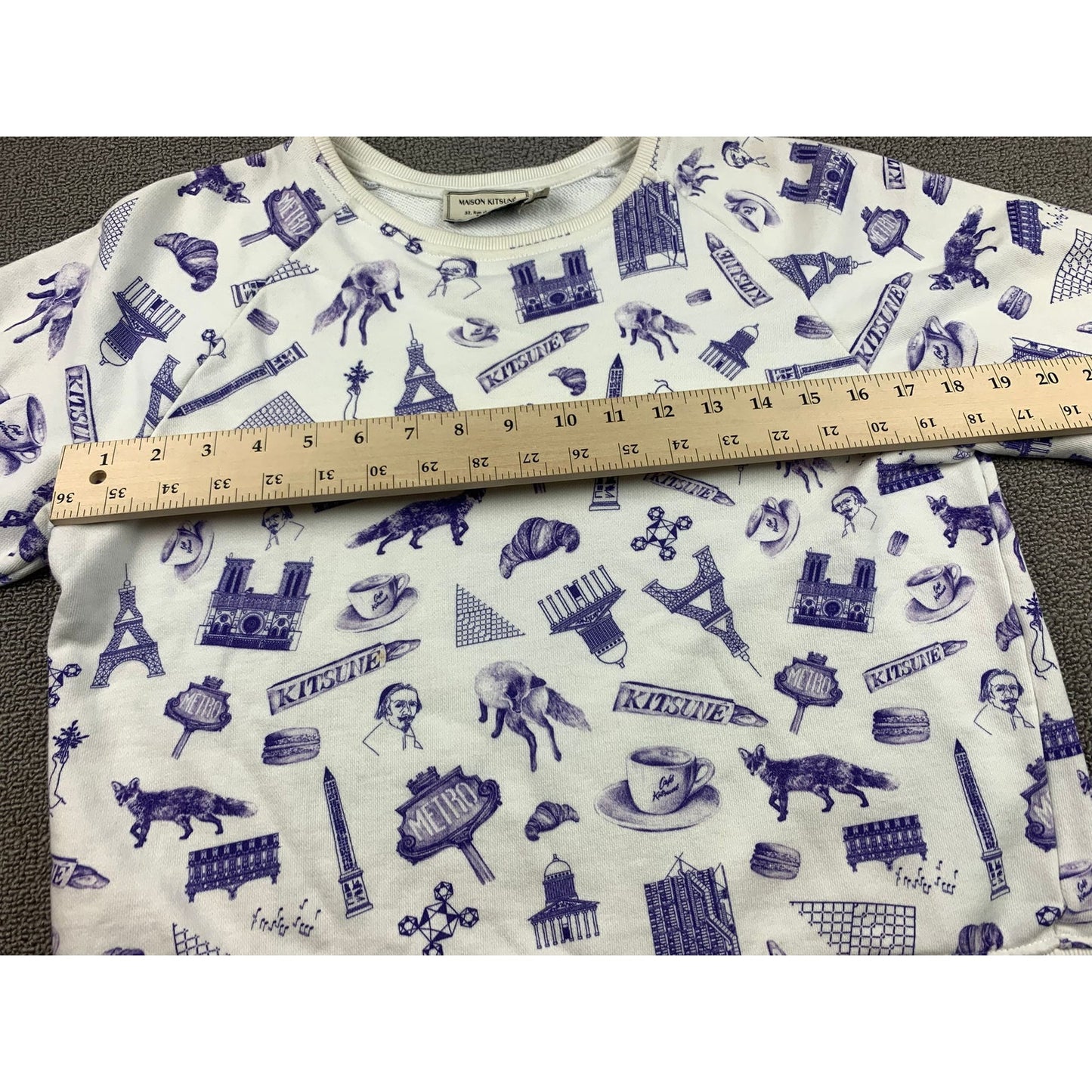 Maison Kitsune Map Print Paris Sights Sweatshirt Sweater All Over Blue Fox Small