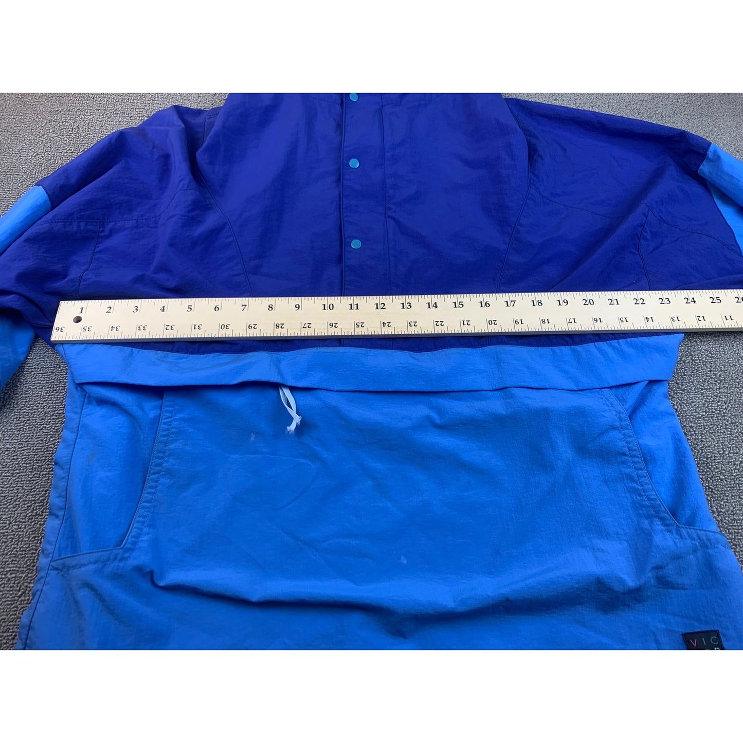 Press Victory Men's Medium Blue Pullover Anorak Hooded Windbreaker Made in USA