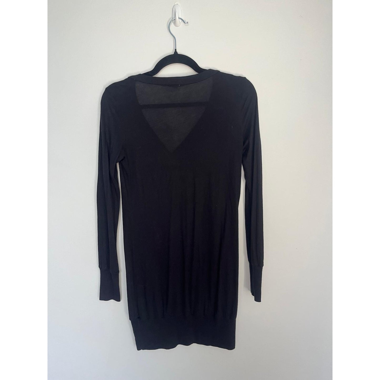 Splendid Long Sleeve V Neck Tunic Top Women Small Black Stretch Basic