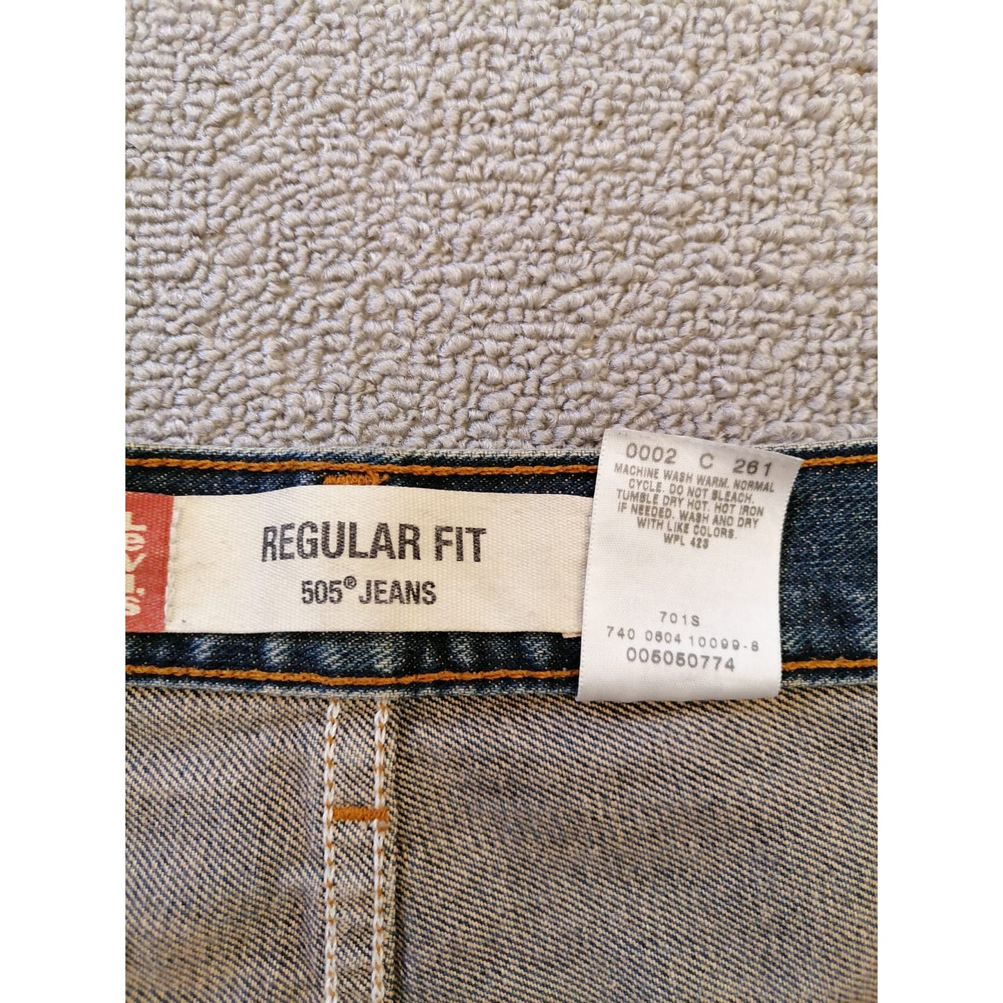 Levi's 505 Male W38 L34 Classic Blue Denim Jeans Regular Fit Durable Everyday