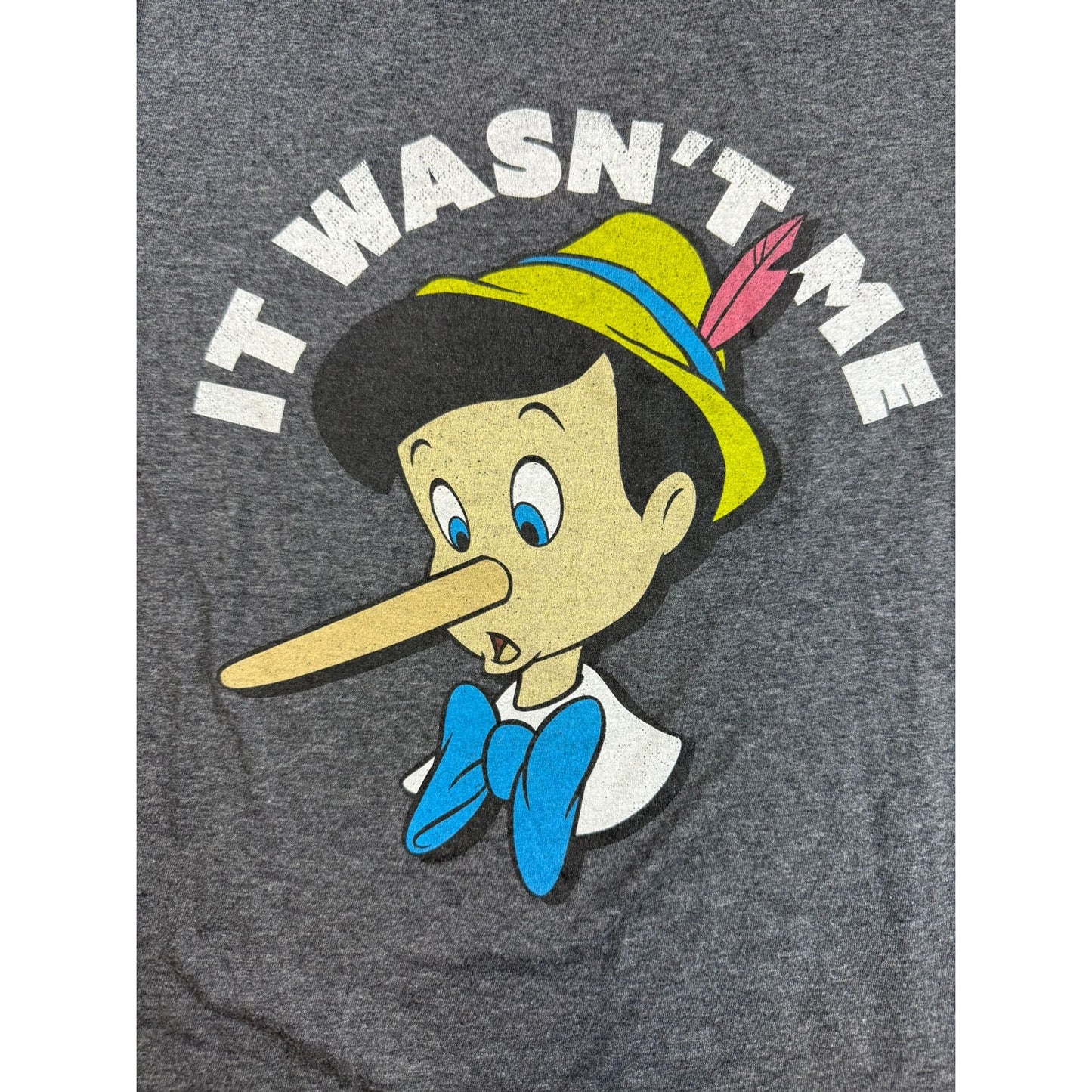 Disney Pinnocchio Women's Small "It Wasn't Me" T-Shirt Tee Short Sleeve Gray