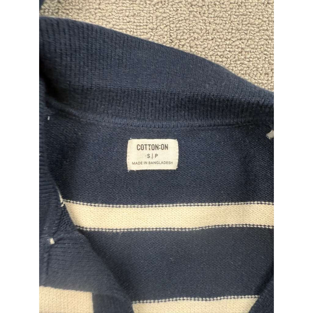 Cotton On Lux Collared Polo Sweater Women S Navy White Stripe Cropped Preppy