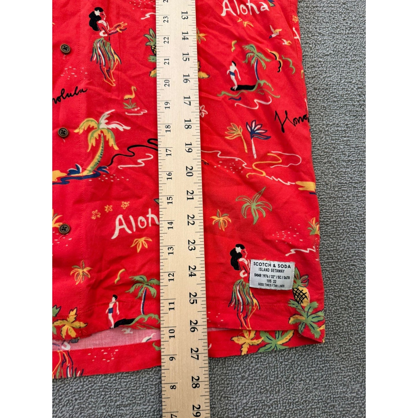Scotch & Soda Men's Large Red Aloha Shirt Hawaiian Island Getaway