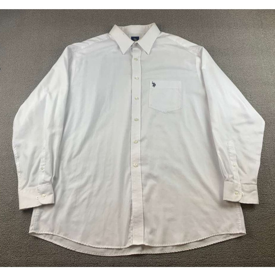 US POLO ASSN. White Button-Down Dress Shirt Wrinkle-Free Men's Size Extra Large