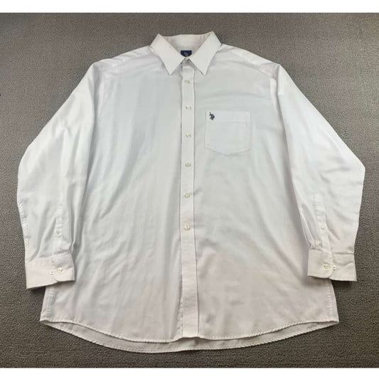 US POLO ASSN. White Button-Down Dress Shirt Wrinkle-Free Men's Size Extra Large