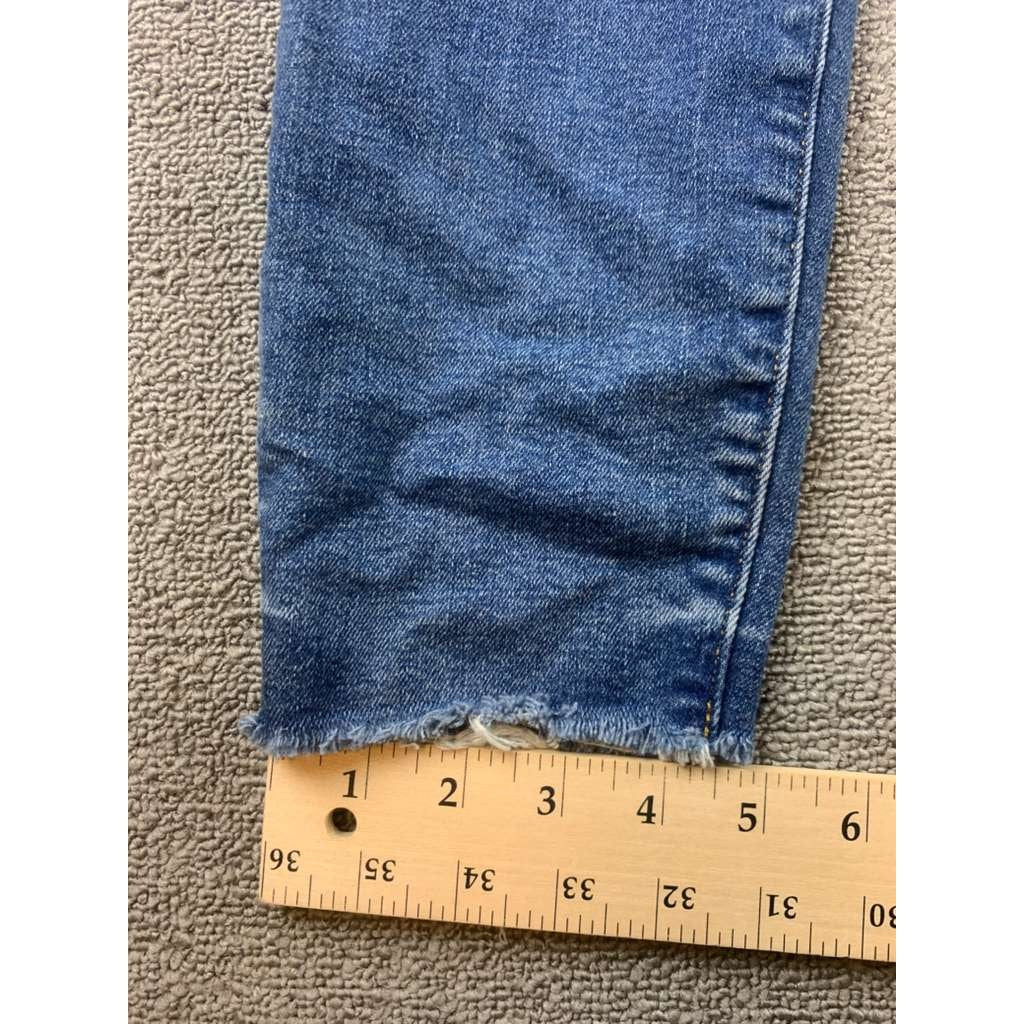 J.Crew Denim Jeans Toothpick Women 32 Blue Skinny Raw Hem Fair Trade Stretchy