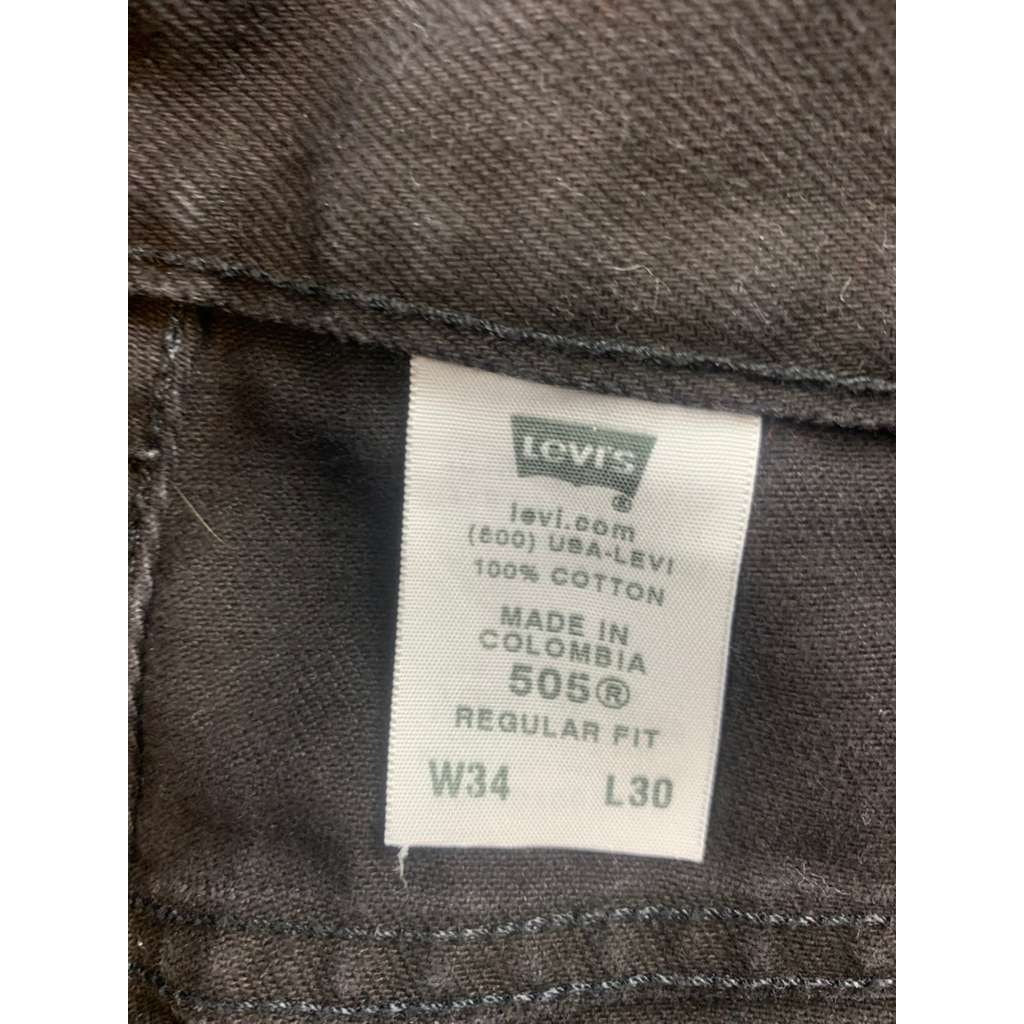 Levi's 505 Men's W34 L30 Black Denim Regular Fit Straight Jeans Denim Work Wear