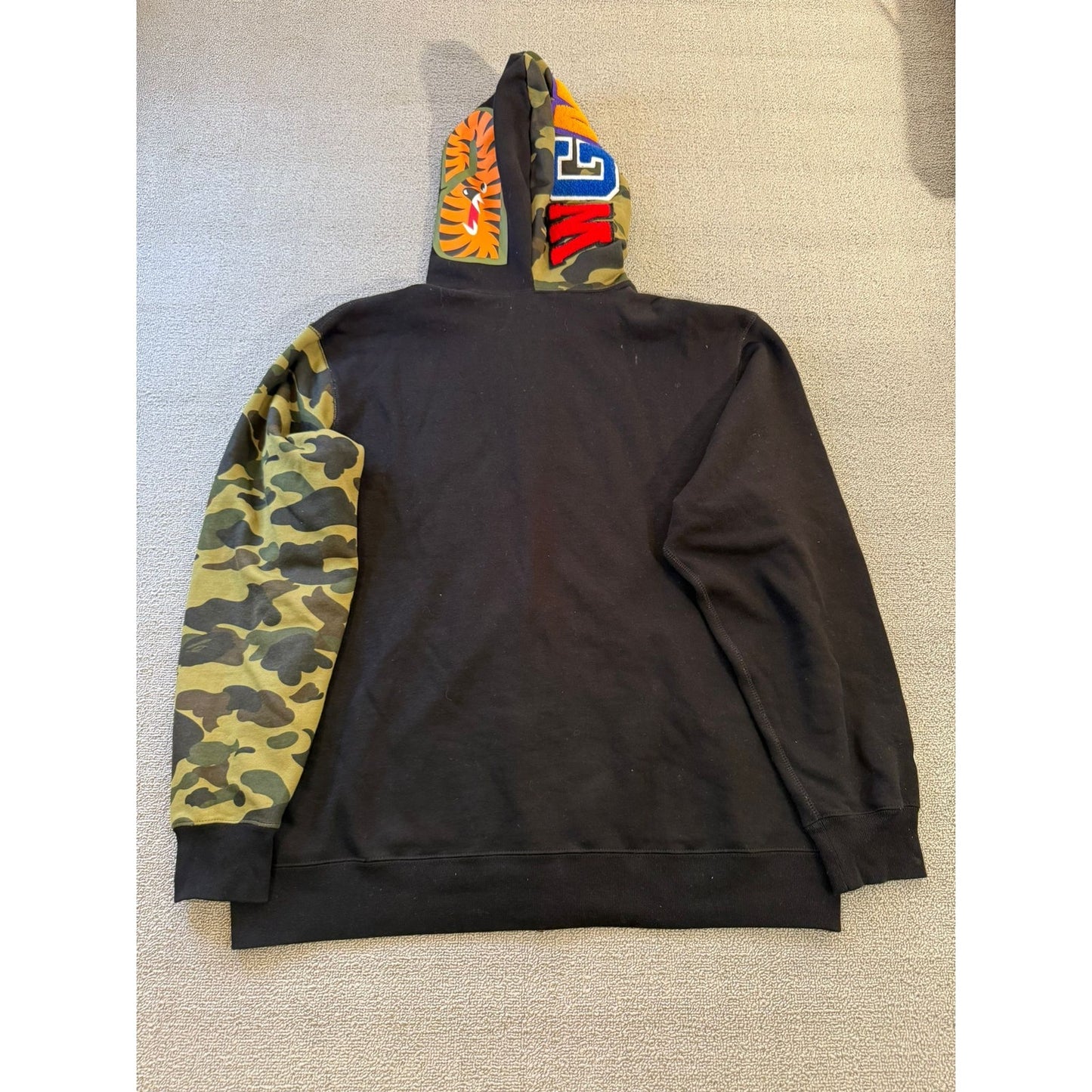 A Bathing Ape BAPE Mens Shark Hoodie 2XL Black Camo Full Zip Jacket