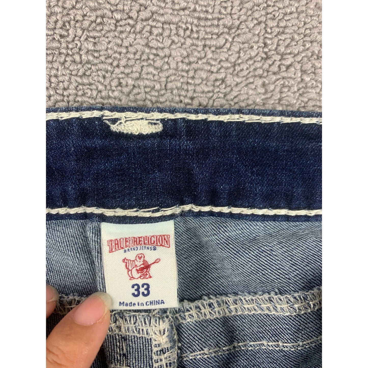 True Religion Women's 33 Blue Bobby Shorts Denim Jean Cutoffs