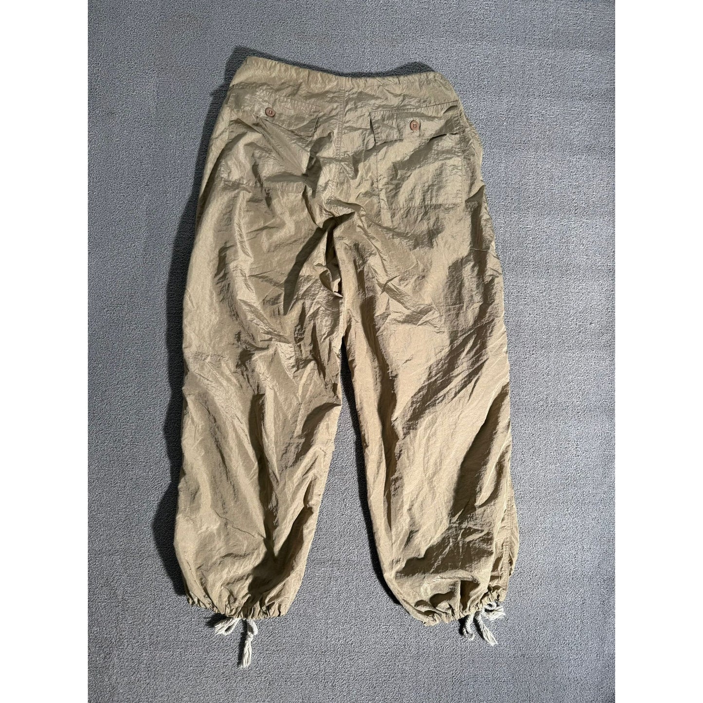 Edikted Beige Women Medium/Large Nylon Drawstring Cargo Jogger Pants