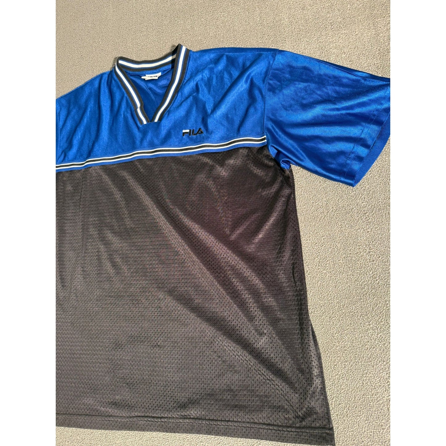 Fila v‑neck mesh colorblock top Men Large blue black sporty