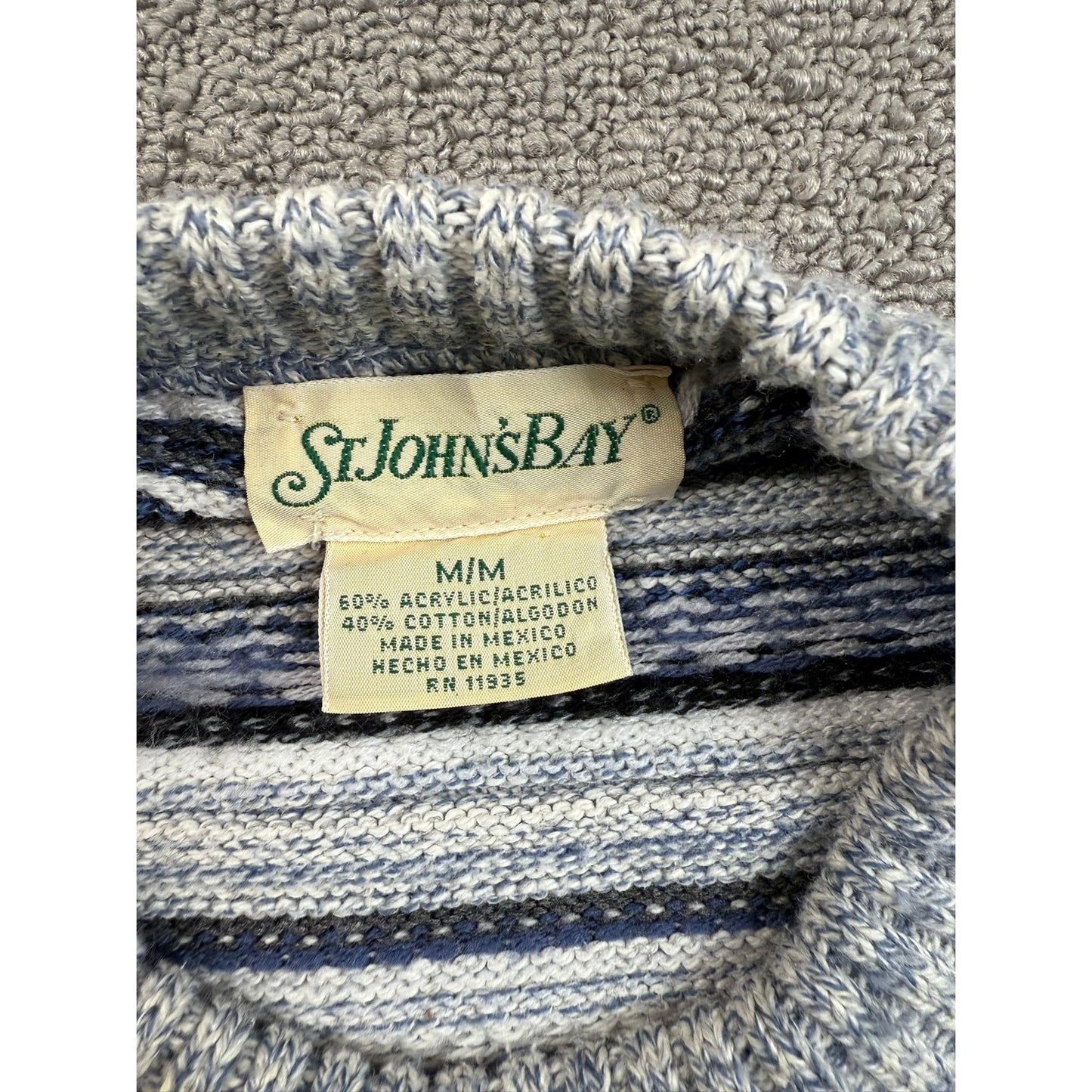 Vintage 90s St. Johns Bay Men's Medium Isle Stripe Knit Pullover Sweater