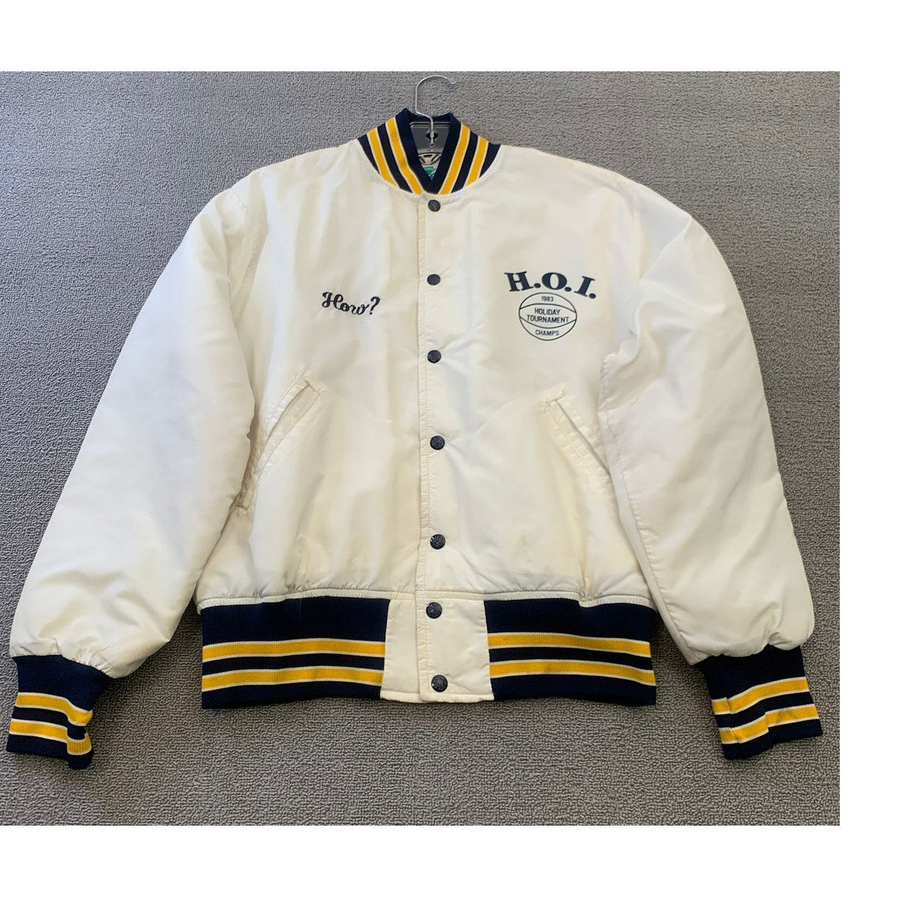 Vintage Maple Men's M White Black Yellow Varsity Jacket Athletic Sportswear