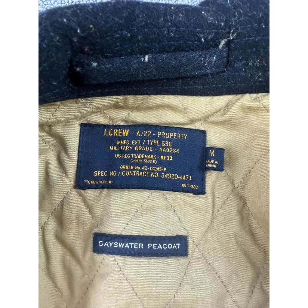 VTG J. Crew Dayswatter Navy Medium Double Breasted Military Peacoat 100% Wool