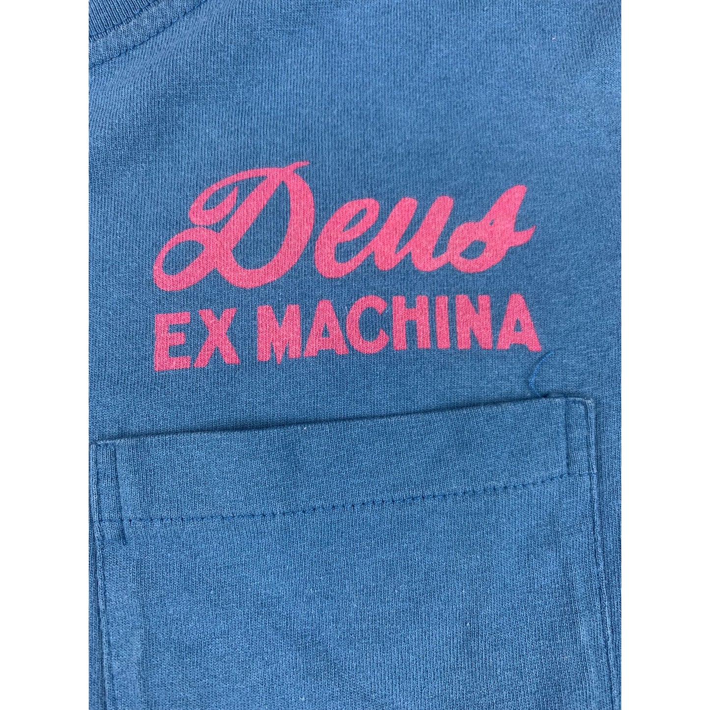 Deus Ex Machina Men's XS Blue Pocket Crew Neck T-Shirt