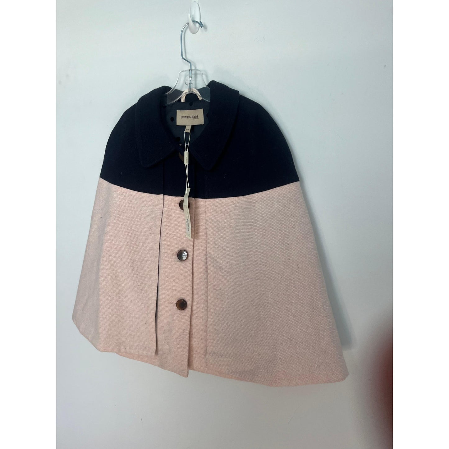 Hucklebones Cape Coat Girls 10Y Colorblock Wool Pink Navy Formal Outerwear