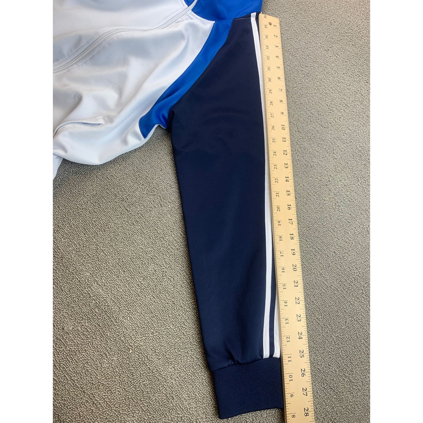 Sports Essentials Men's S White Blue Navy Full Zip Up Athletic Track Jacket