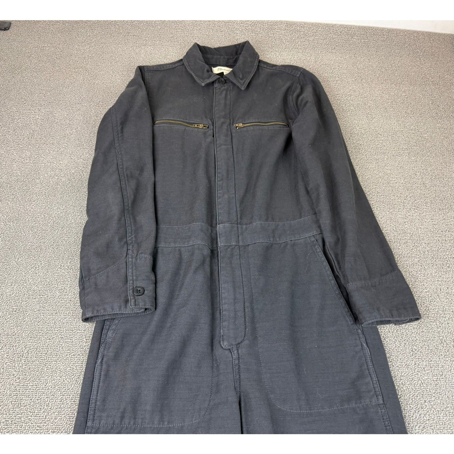 Madewell Women XXS Washed Black Utility Jumpsuit Coveralls Cotton Workwear