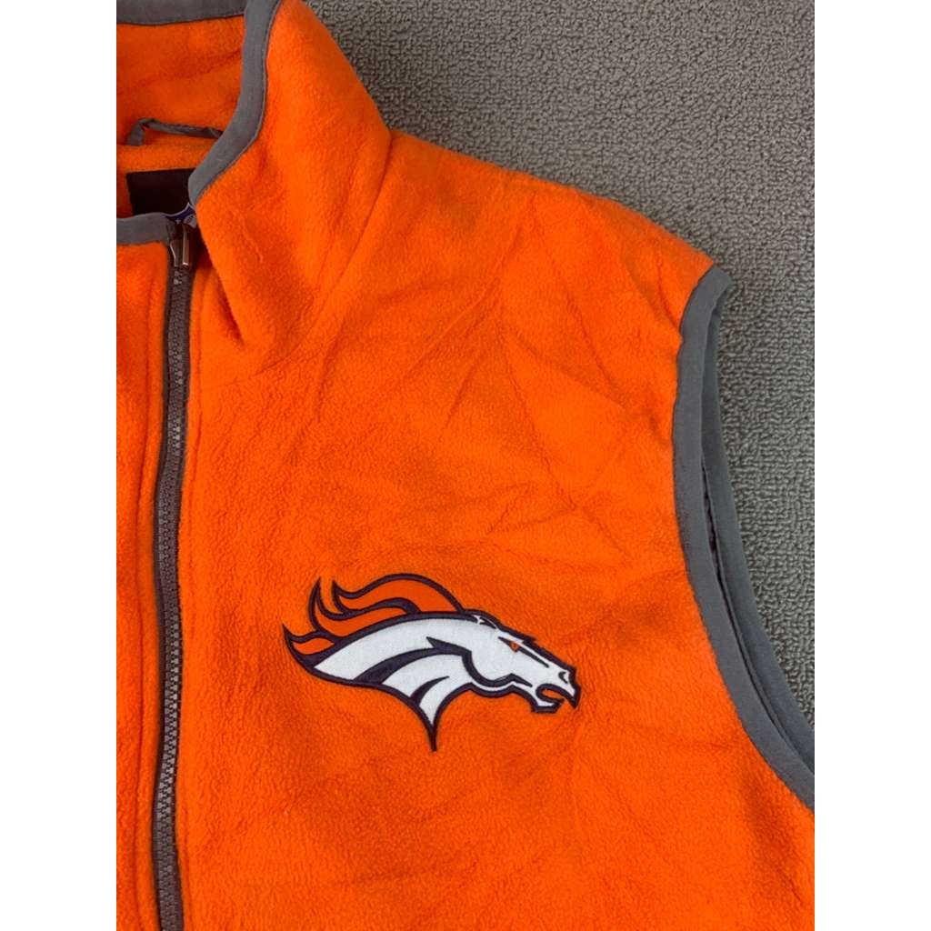 NFL Apparel Men's Large Orange Gray Trim Broncos Vest Warm Fan Horse