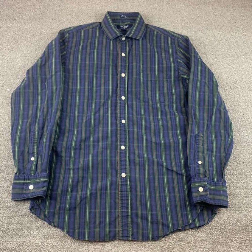 J.Crew Medium Green Blue Plaid Shirt Button Down Thompson Shirtings Long Sleeve
