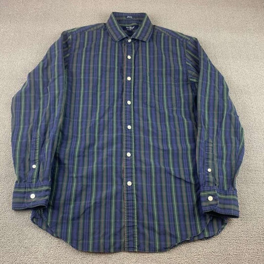 J.Crew Medium Green Blue Plaid Shirt Button Down Thompson Shirtings Long Sleeve
