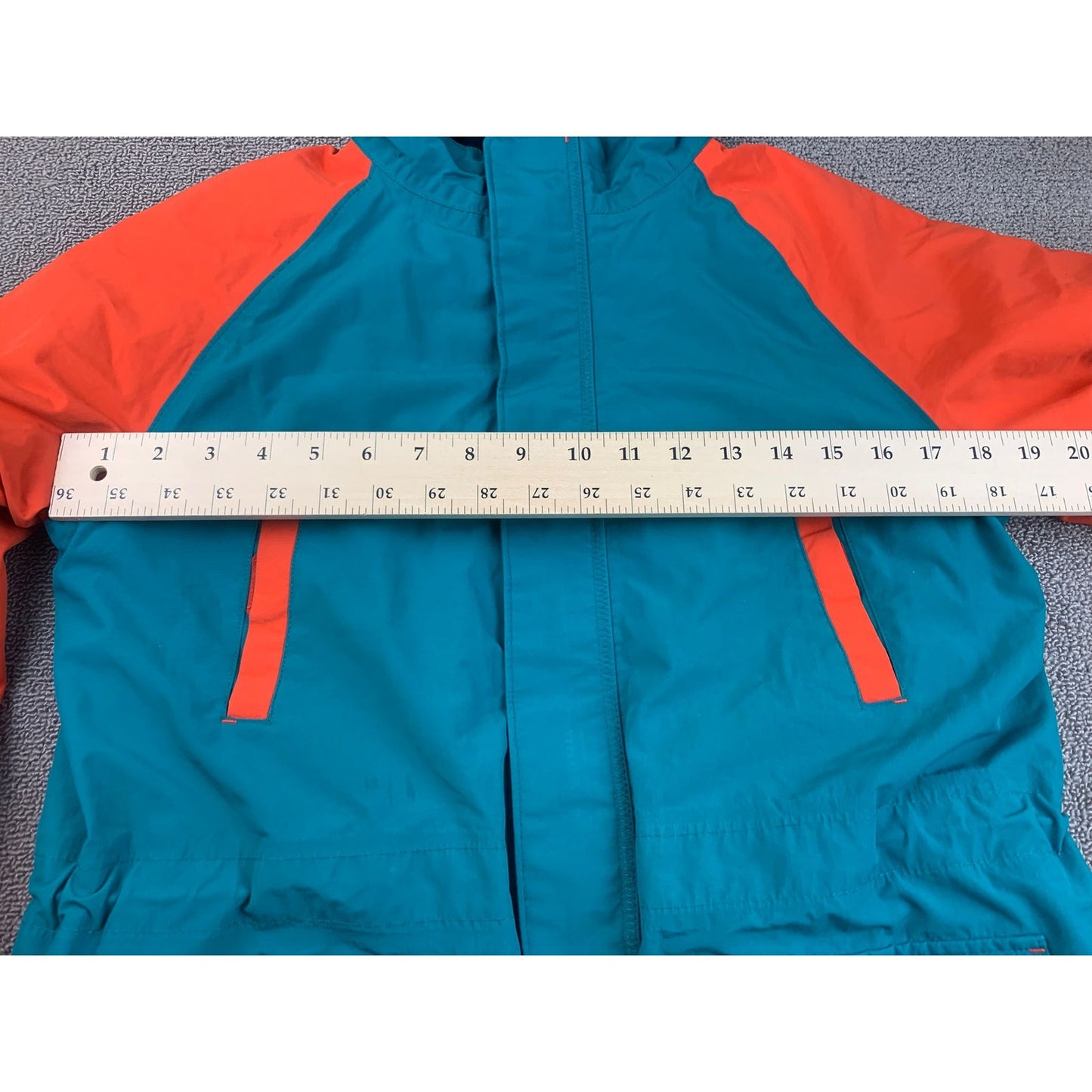 Lands' End Boy's Large 14-16 Orange Blue Teal Waterproof Hooded Parka Jacket