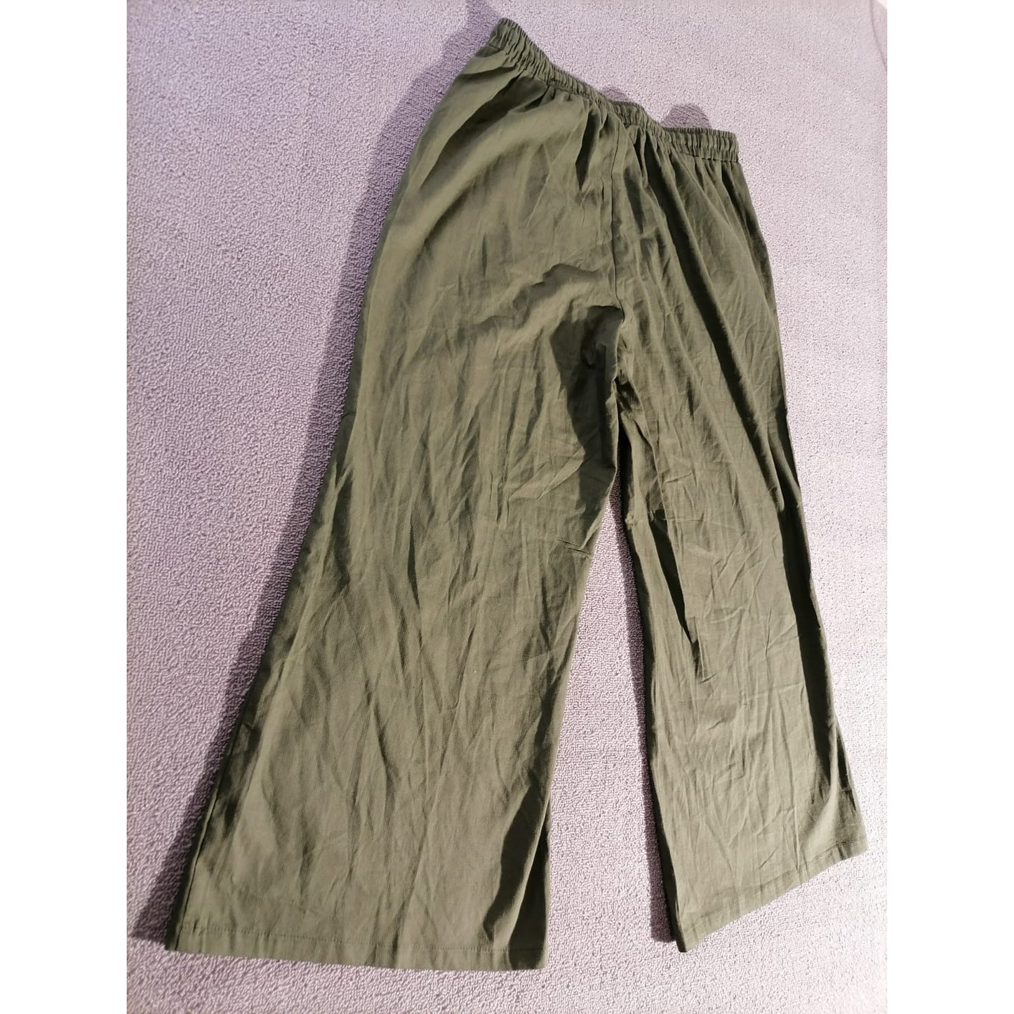 HongSui Large Female Olive Green Wide Leg Linen Blend Drawstring Palazzo Pants