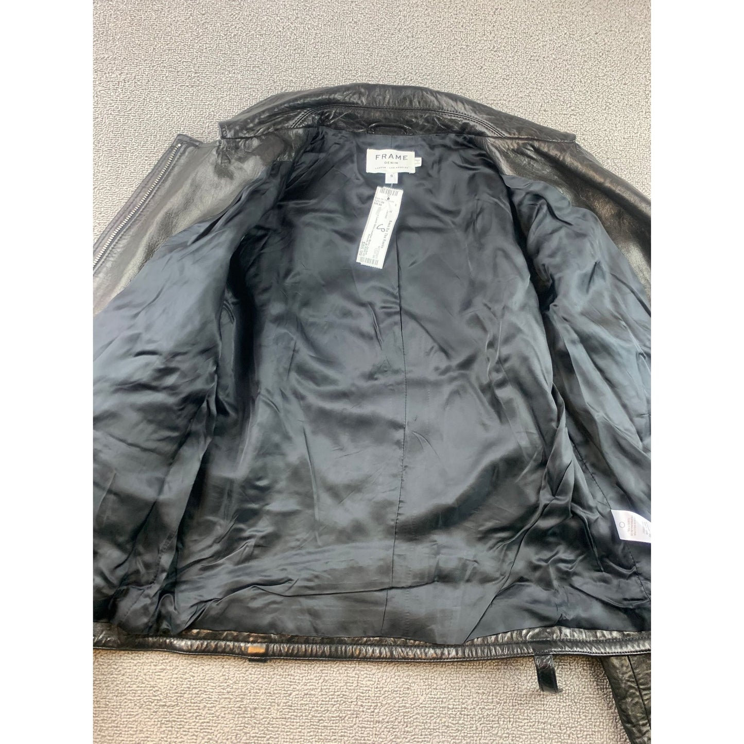 FRAME Denim Lamb Skin Moto Motorcycle Leather Biker Jacket Size Small