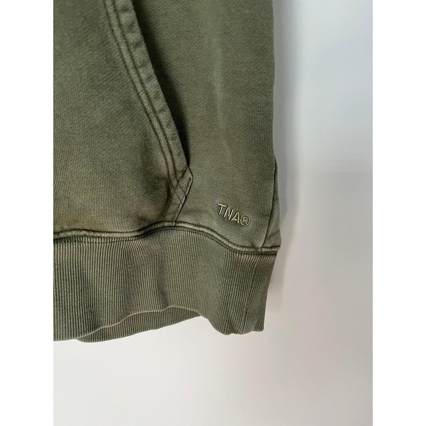 TNA Sweatfleece Hoodie Women XS Olive Green Cozy Fleece Pullover