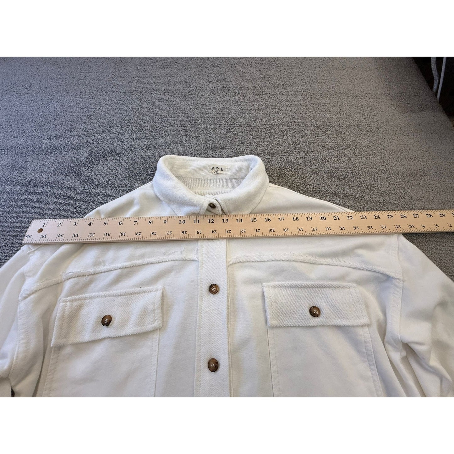 POL Women's Size Medium White Button-Up Shacket Jacket