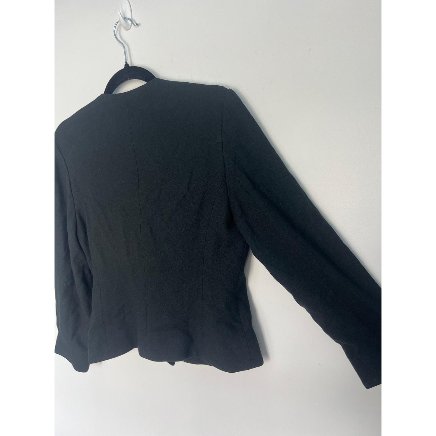 Oleg Cassini Blazer Jacket Women 8 Black Asymmetrical Button Front