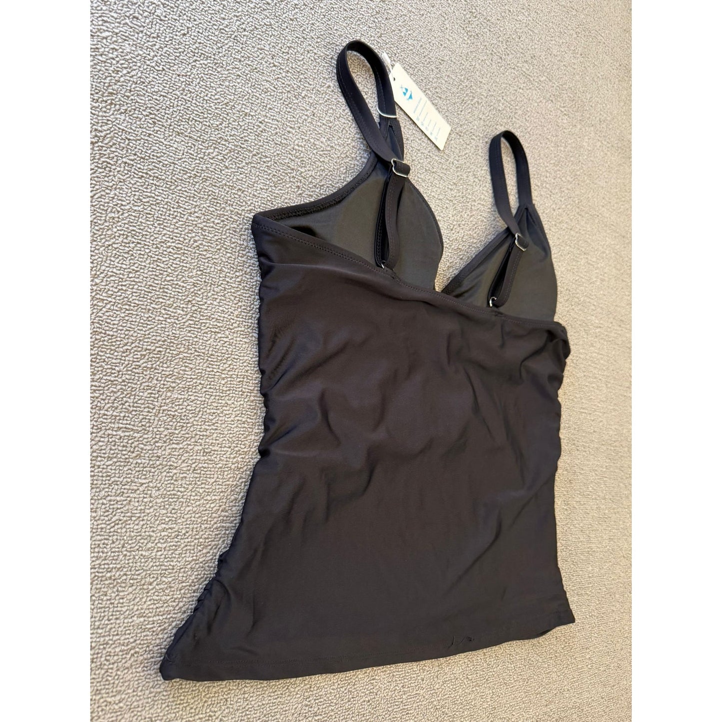 Beachsissi Womens Extra Large Black Ruched Tankini Top