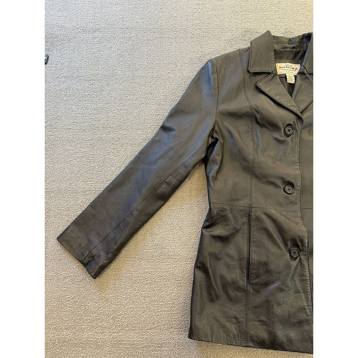 Sonoma Jean Company Small Women's Black Leather Jacket Zipper Closure
