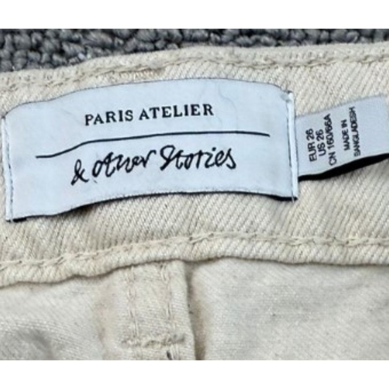 & Other Stories Atelier Women's 26 Off-White Ivory Cropped Straight Denim Jeans