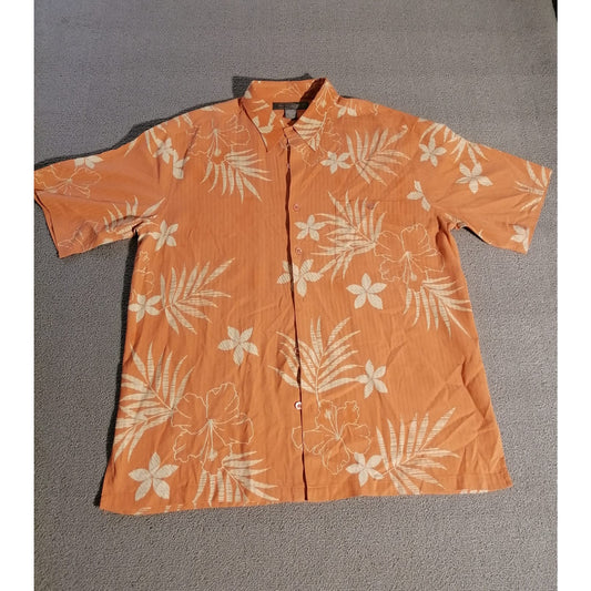 Tori Richard Honolulu Orange Floral Resort Shirt Men XL Silk