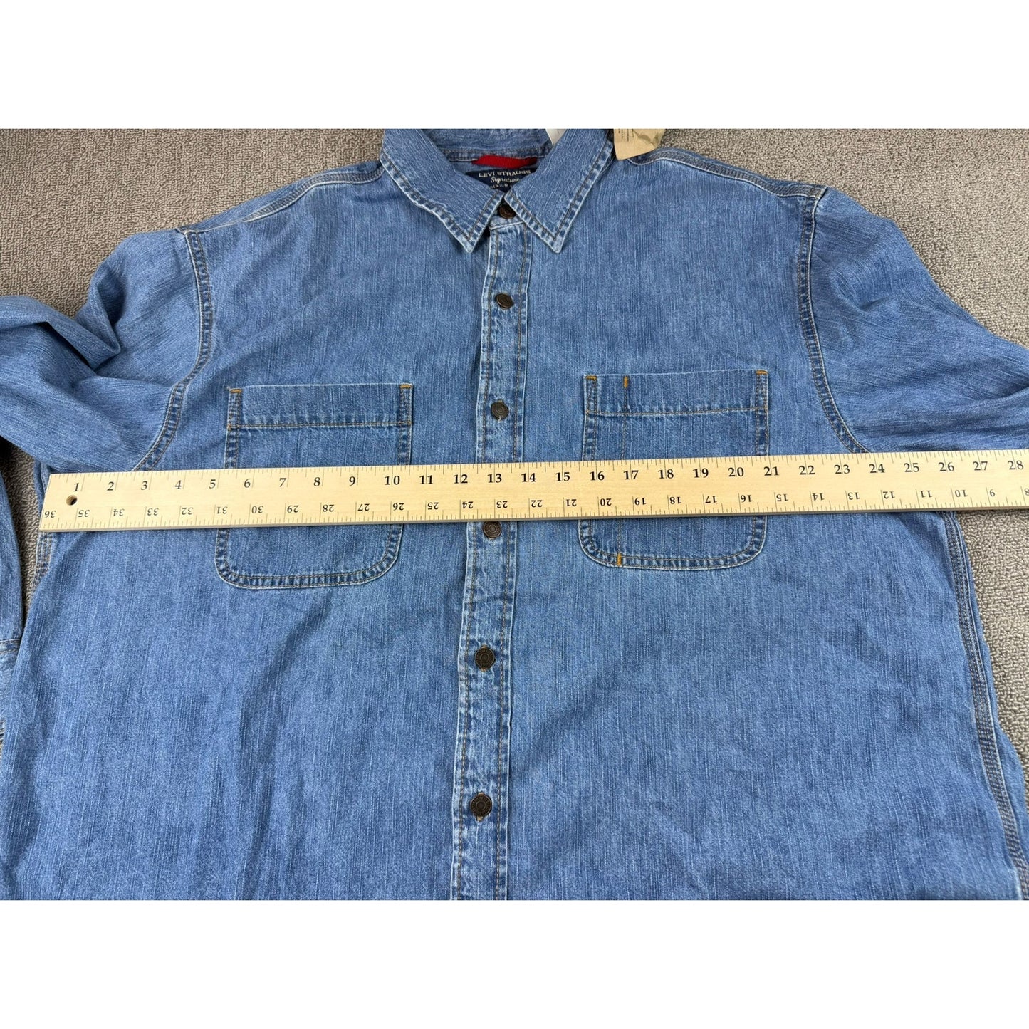 VTG Levi Strauss Signature Denim Shirt Men XL Long Sleeve Two Pocket Bangladesh