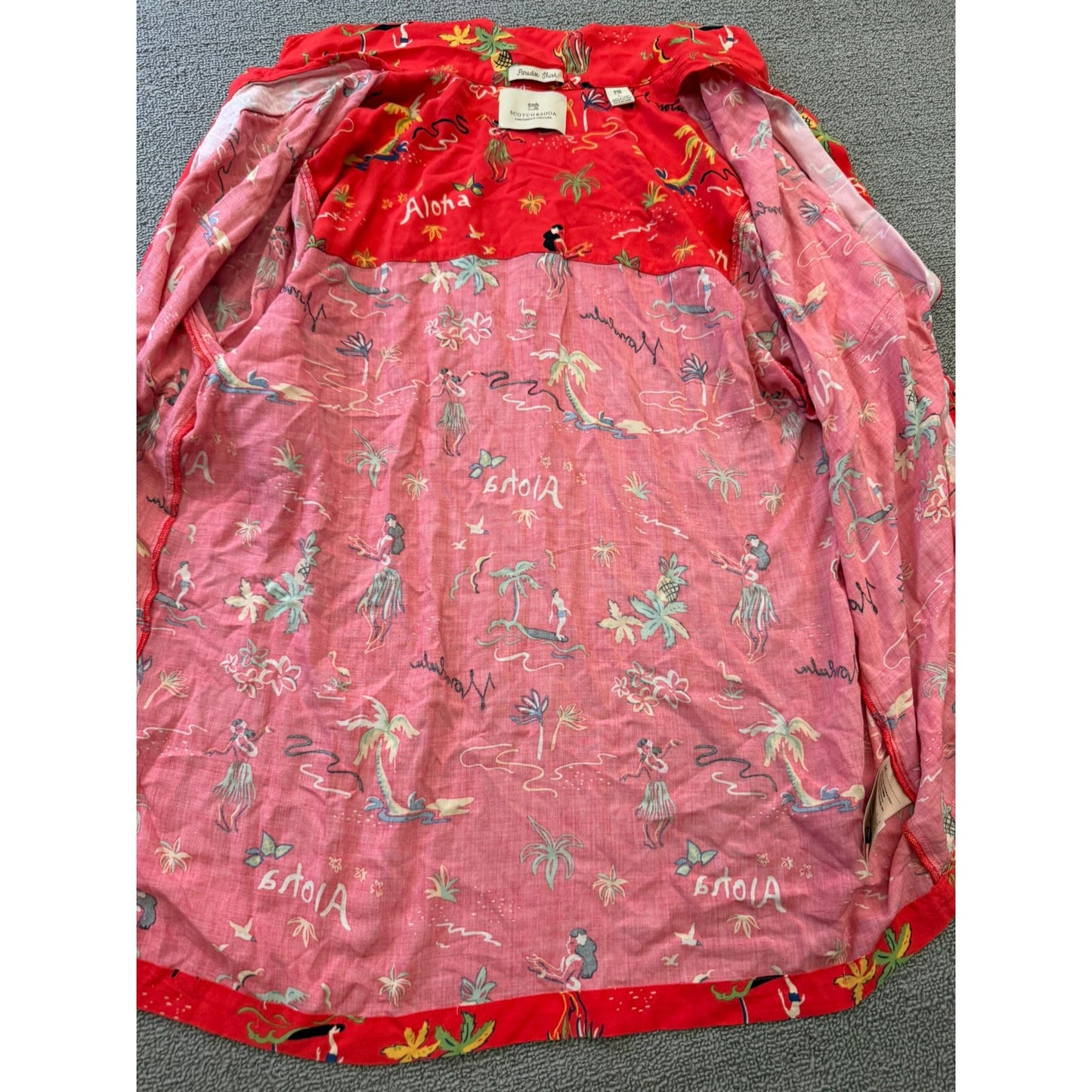 Scotch & Soda Men's Large Red Aloha Shirt Hawaiian Island Getaway