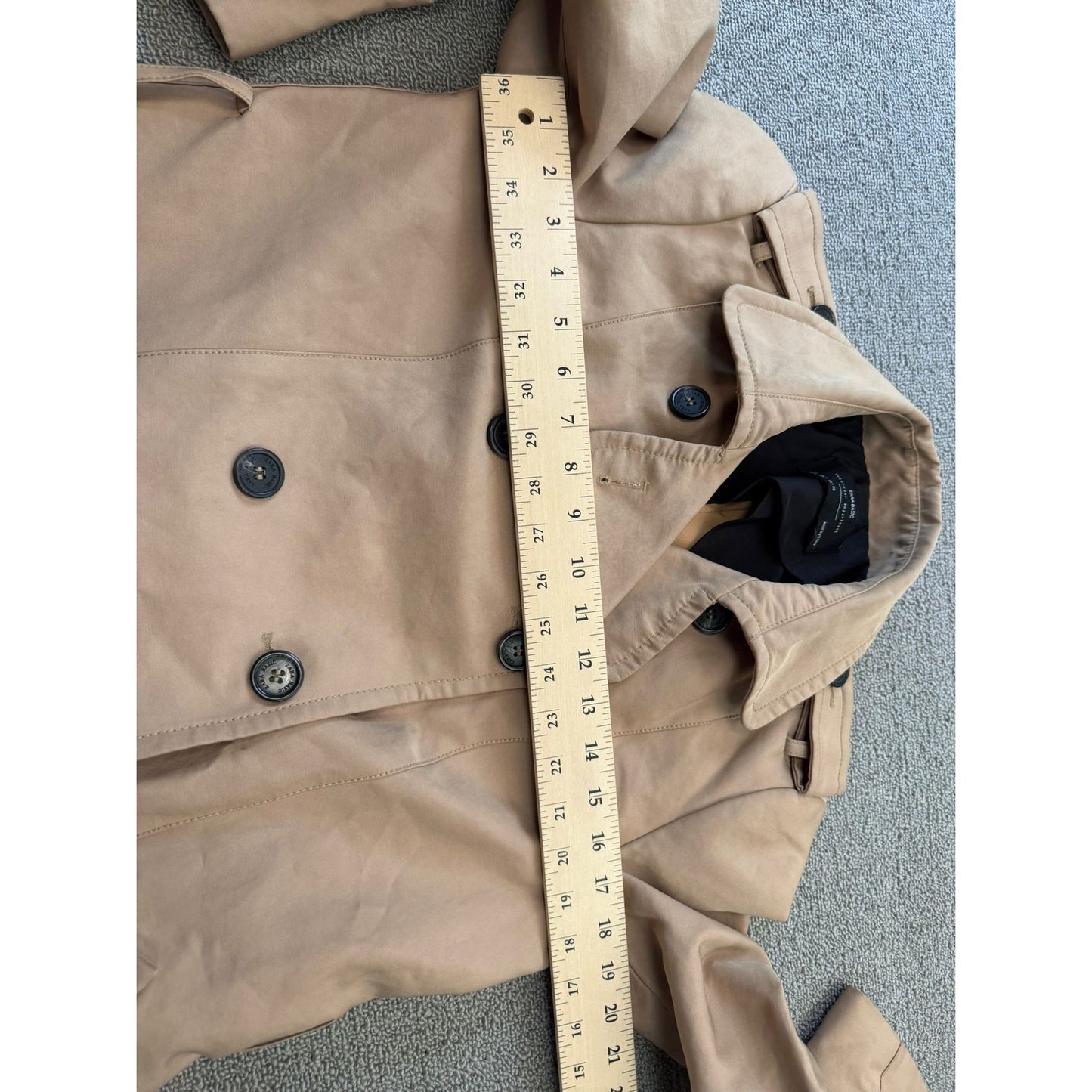 ZARA BASIC Women's Medium Beige Double-Breasted Trench Coat