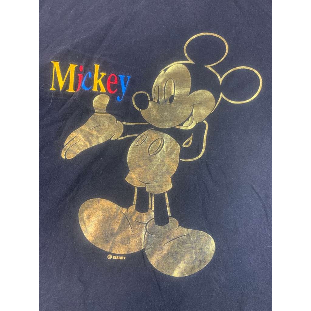Vintage Mickey Mouse Men's Large T-Shirt Disney Gold Glitter Rare Find