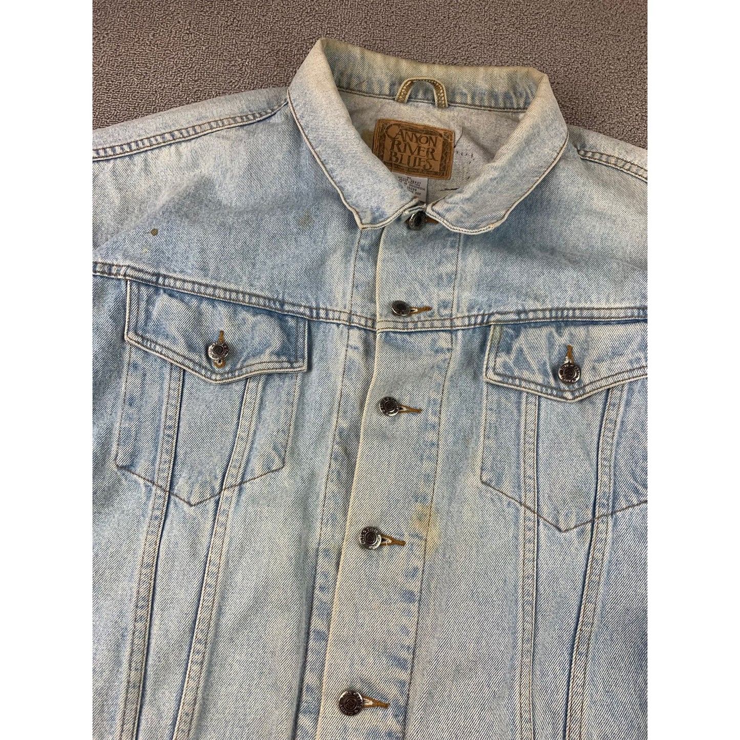 Vintage Canyon River Blues Men XL Denim Jacket With DIY Patches Indonesia Made